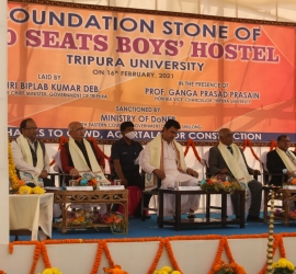 Foundation stone of 150 seats Boys' hostel