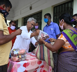 Distribution of food items in the adopted villages 