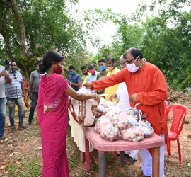 Distribution of food items in the adopted villages 